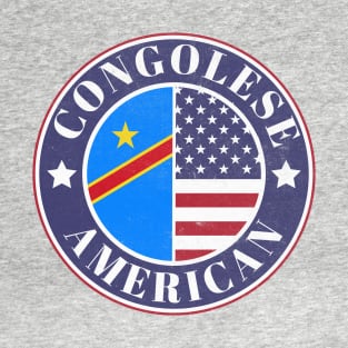 Proud Congolese-American Badge - Congo, Democratic Republic of the Flag T-Shirt